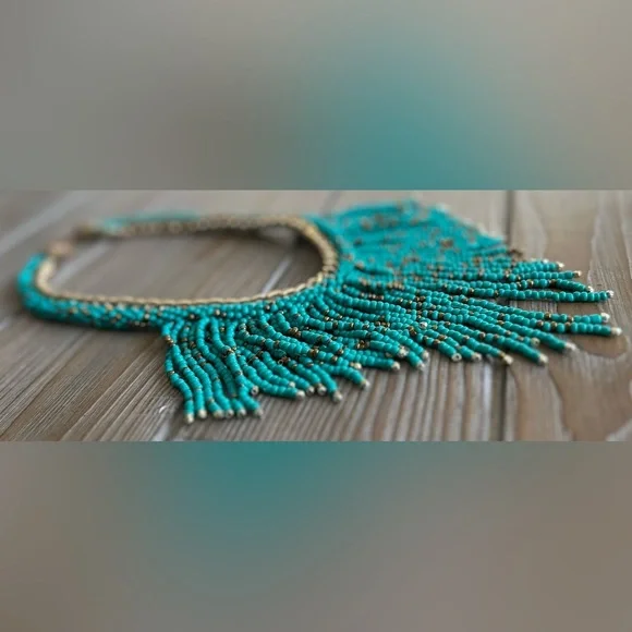 ‼️RARE‼️🎸Adornia🎸🔥NWOT🔥14K Yellow Gold Plated Chain & Beaded Fringe Necklace